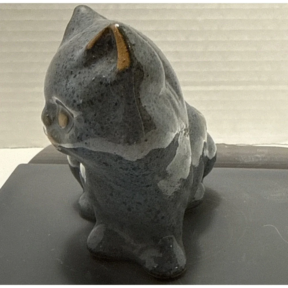 Ceramic Cat Shaped‎ Planter Garden Kitten Succulent Plant Container Blue & Brown